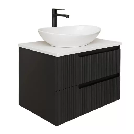 Piramida EURIDIKA fali fürdőszobabútor - mosdópult mosdó nélkül -2 fiókos - PINO FEKETE - 75 x 48 x - WaterMarkt.hu