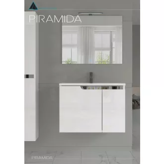 Piramida EURIDIKA fali fürdőszobabútor - műmárvány mosdóval -2 ajtós - 75 x 48 x 53 cm - WaterMarkt.hu