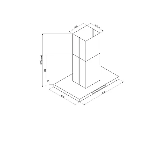 Davoline - Páraelszívó SQUARE sziget 90 cm fekete üveg előlappal - WaterMarkt.hu