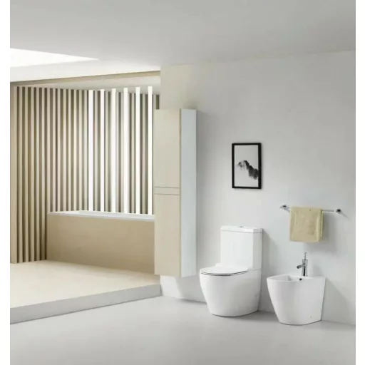 Eros ES OVAL monoblokk WC - perem nélküli - WC ülőkével komplett - WaterMarkt.hu