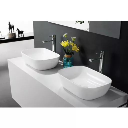 Eros SMILE 3 - PULTRA ültethető - Top Counter - porcelán mosdó - MATT FEHÉR - 46,5 x 32,5 x 13 cm - WaterMarkt.hu