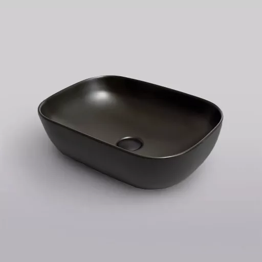 Eros SMILE 3 - PULTRA ültethető - Top Counter - porcelán mosdó - MATT FEKETE - 46,5 x 32,5 x 13 cm - WaterMarkt.hu