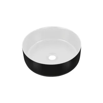 Eros SIMPLE 8 - PULTRA ültethető - Top Counter - porcelán mosdó- MATT FEKETE/FEHÉR - 36 x 36 x 13 cm - WaterMarkt.hu