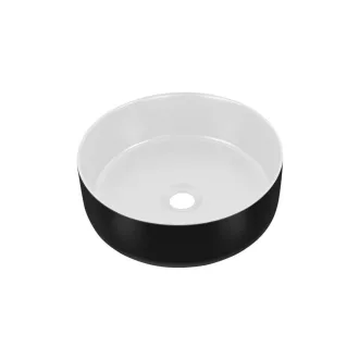 Eros SIMPLE 8 - PULTRA ültethető - Top Counter - porcelán mosdó- MATT FEKETE/FEHÉR - 36 x 36 x 13 cm - WaterMarkt.hu