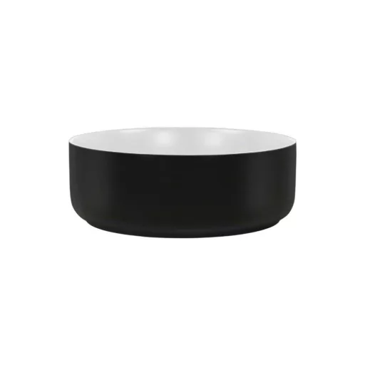 Eros SIMPLE 8 - PULTRA ültethető - Top Counter - porcelán mosdó- MATT FEKETE/FEHÉR - 36 x 36 x 13 cm - WaterMarkt.hu