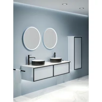 Eros SIMPLE 8 - PULTRA ültethető - Top Counter - porcelán mosdó- MATT FEKETE/FEHÉR - 36 x 36 x 13 cm - WaterMarkt.hu