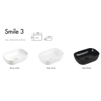 Eros SMILE 3 - PULTRA ültethető - Top Counter - porcelán mosdó - MATT SZÜRKE - 46,5 x 32,5 x 13 cm - WaterMarkt.hu
