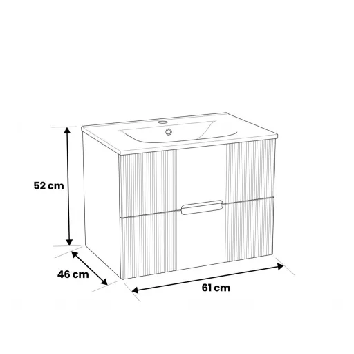 TMP MODENA 60 fali függesztett fürdőszobabútor - SKY E-8099-60 porcelán mosdóval - 61 x 46 x 52 cm