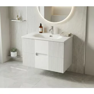 TMP MODENA 75 fali függesztett fürdőszobabútor - SKY E-8099-75 porcelán mosdóval - 75 x 46 x 55 cm - WaterMarkt.hu
