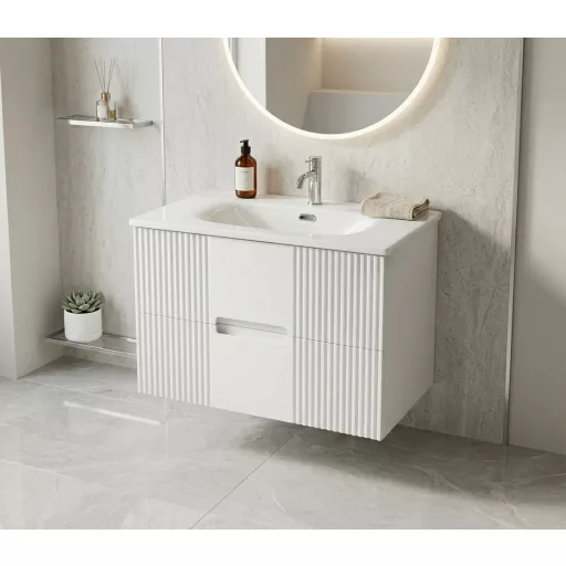 TMP MODENA 75 fali függesztett fürdőszobabútor - SKY E-8099-75 porcelán mosdóval - 75 x 46 x 55 cm - WaterMarkt.hu