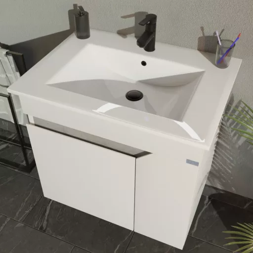TMP VISION 50 fali függesztett fürdőszobai bútor - SKY 3 E-8099-50 porcelán mosdóval - 51 x 40 cm - WaterMarkt.hu