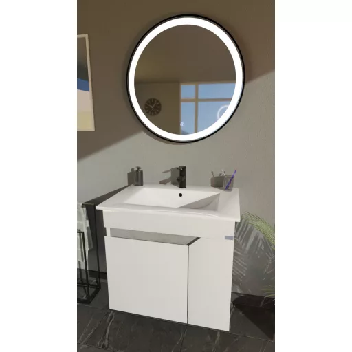 TMP VISION 50 fali függesztett fürdőszobai bútor - SKY 3 E-8099-50 porcelán mosdóval - 51 x 40 cm - WaterMarkt.hu