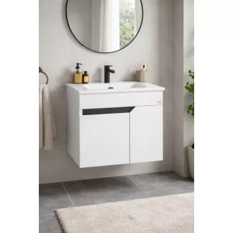 TMP VISION 55 fali függesztett fürdőszobai bútor - SKY E-8099-55 porcelán mosdóval - 55 x 46 cm - WaterMarkt.hu