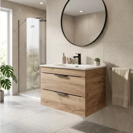 TMP VOX 60 GOLD CRAFT - fali fürdőszobabútor- Eros SKY E-8099-60 porcelán mosdóval - 61 x 46 x 46 cm