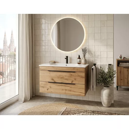 TMP VOX 80 GOLD CRAFT - fali fürdőszobabútor - NewArc 504080 porcelán mosdóval - 80 x 45 x 46 cm