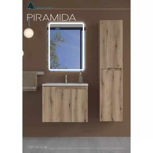 Viva AURA fürdőszoba tükör - érintőkapcsolós - páramenetesítős - órával - LED - ÁLLÓ - 60 x 80 cm