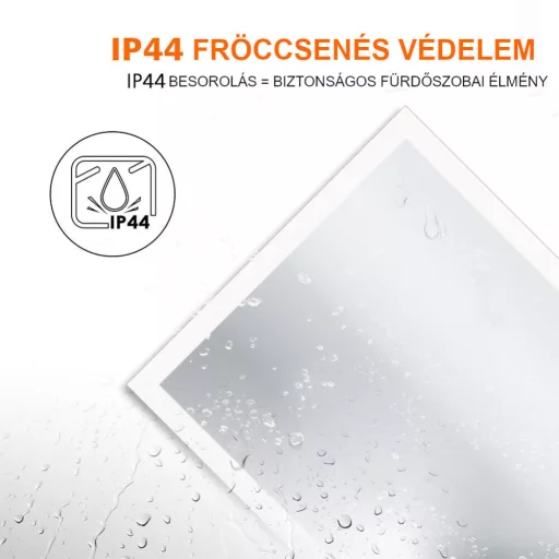 Viva AURA fürdőszoba tükör - érintőkapcsolós - páramenetesítős - órával - LED - ÁLLÓ - 60 x 80 cm