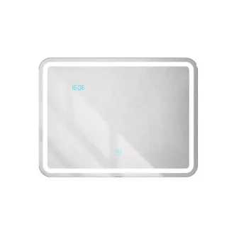 Viva AURA fürdőszoba tükör - érintőkapcsolós - páramenetesítős - órával - LED - FEKVŐ - 80 x 60 cm - WaterMarkt.hu