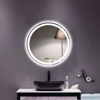 Viva AURA fürdőszoba tükör - érintőkapcsolós - páramenetesítős - órával - LED - KEREK - átmérő 60cm - WaterMarkt.hu