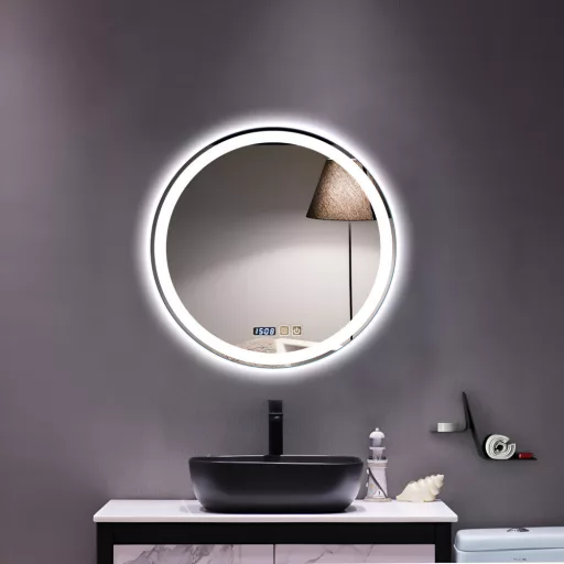 Viva AURA fürdőszoba tükör - érintőkapcsolós - páramenetesítős - órával - LED - KEREK - átmérő 60cm