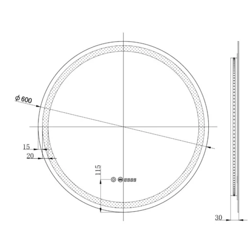 Viva AURA fürdőszoba tükör - érintőkapcsolós - páramenetesítős - órával - LED - KEREK - átmérő 60cm