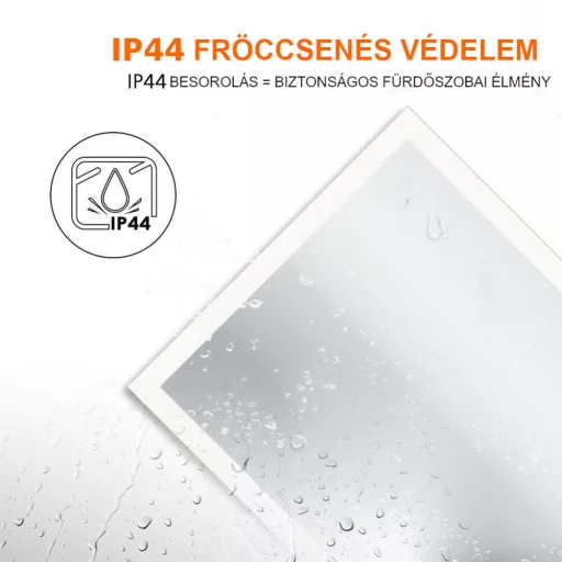 Viva AURA fürdőszoba tükör - érintőkapcsolós - páramenetesítős - órával - LED - FEKVŐ - 100 x 70 cm - WaterMarkt.hu