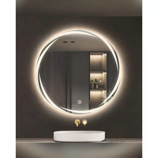 Viva AURA MOON fürdőszoba tükör - érintőkapcsolóval - AMBIENT LED - KEREK - átmérő 65 cm - WaterMarkt.hu