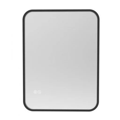 Viva AURA DELTA fürdőszoba tükör - érintőkapcsolóval - FEKETE - LED - SZÖGLETES - 60 x 65 cm