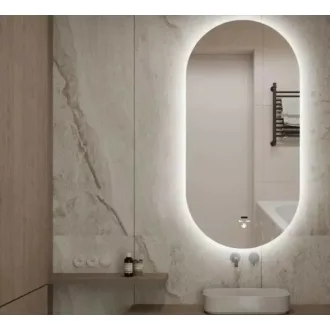 Viva AURA PINO 50 fürdőszoba tükör - érintésmentes - AMBIENT LED - OVÁLIS - ÁLLÓ - 50x90 cm - WaterMarkt.hu