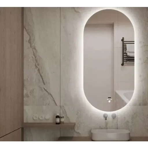Viva AURA PINO 50 fürdőszoba tükör - érintésmentes - AMBIENT LED - OVÁLIS - ÁLLÓ - 50x90 cm