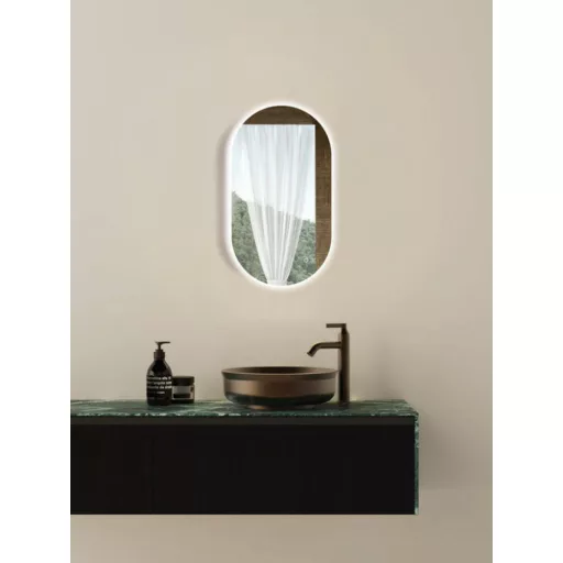 Viva AURA PINO 50 fürdőszoba tükör - érintésmentes - AMBIENT LED - OVÁLIS - ÁLLÓ - 50x90 cm - WaterMarkt.hu