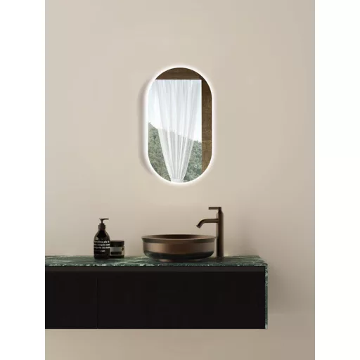 Viva AURA PINO 50 fürdőszoba tükör - érintésmentes - AMBIENT LED - OVÁLIS - ÁLLÓ - 50x90 cm