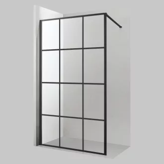   Viva AQUA Max WALK IN Zuhanyfal - FEKETE mintás - FEKETE profil - 8 mm NANO üveg - 100 x 200 cm