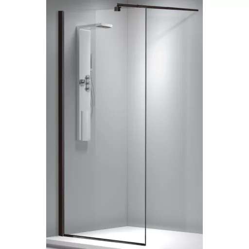 Viva AQUA Max WALK IN Zuhanyfal - FEKETE profil - 8 mm vízlepergető víztiszta üveg - 110 x 200 cm