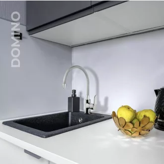NewArc DOMINO álló mosogató csaptelep króm - FEKETE flexibilis kifolyócsővel - WaterMarkt.hu