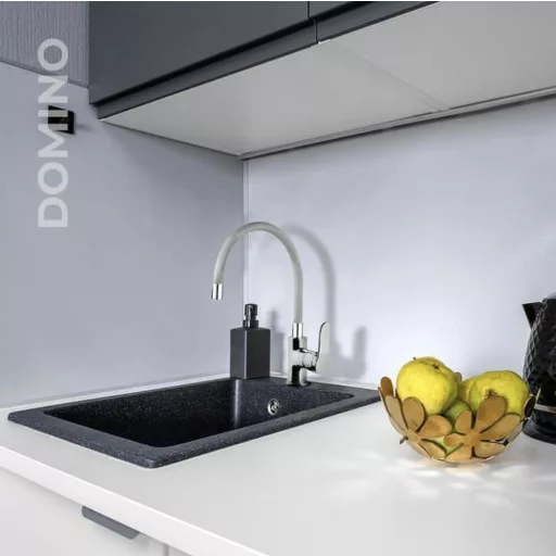 NewArc DOMINO álló mosogató csaptelep króm - FEKETE flexibilis kifolyócsővel - WaterMarkt.hu