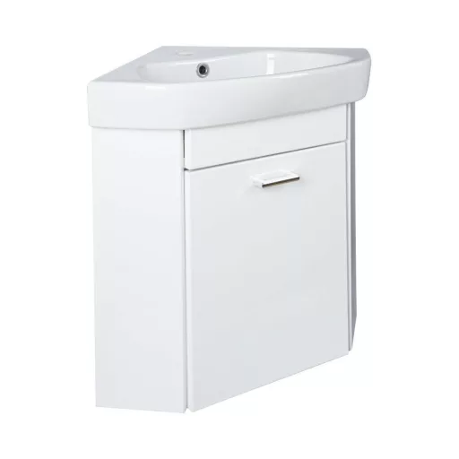 VivaStyle ARDA fali sarokszekrény CeraStyle ARDA porcelán sarokmosdóval 46 x 46 cm - BALOS - WaterMarkt.hu