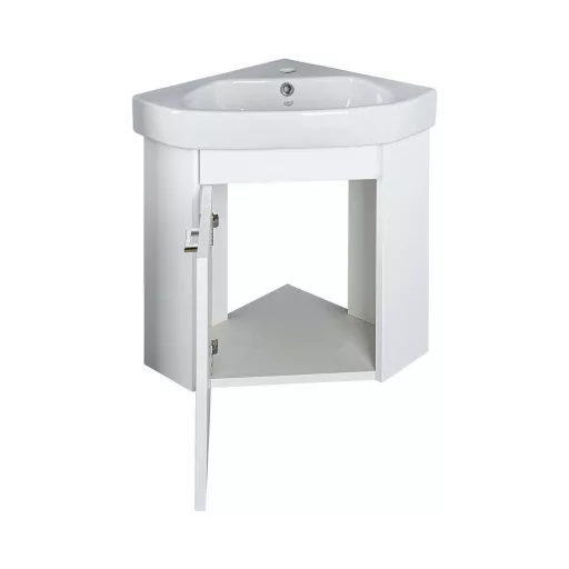 VivaStyle ARDA fali sarokszekrény CeraStyle ARDA porcelán sarokmosdóval 46 x 46 cm - BALOS - WaterMarkt.hu