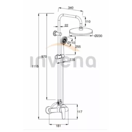 Invena MALTA zuhanyrendszer csapteleppel - WaterMarkt.hu