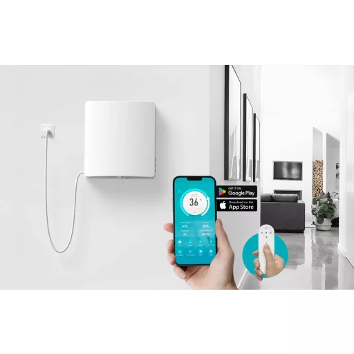 HOLTOP/AIRWOODS AV-TTW5-W egyhelyiséges hővisszanyerős szellőztető automata zsaluval, WiFi csatlakozással, páraérzékelő szenzorral, pollenszűrővel - WaterMarkt.hu