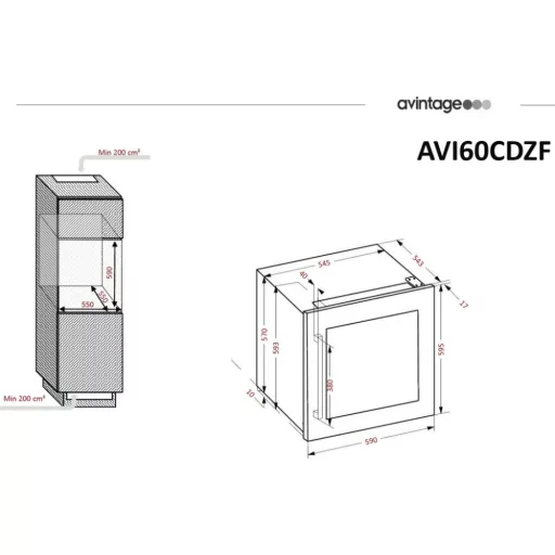 Avintage Borhűtő AVI63CSZF beépíthető, 33 palack - WaterMarkt.hu