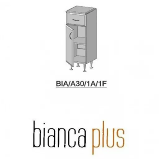 Bianca Plus 30 alacsony szekrény 1 ajtóval, 1 fiókkal, magasfényű fehér színben, jobbos - WaterMarkt.hu