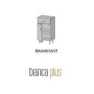 Bianca Plus 45 alacsony szekrény 1 ajtóval, 1 fiókkal, magasfényű fehér színben, jobbos - WaterMarkt.hu