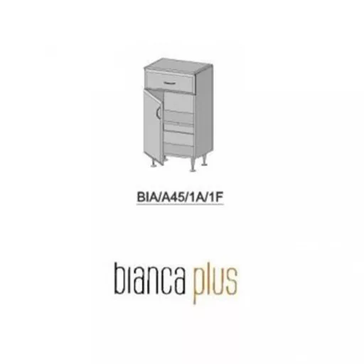 Bianca Plus 45 alacsony szekrény 1 ajtóval, 1 fiókkal, magasfényű fehér színben, jobbos - WaterMarkt.hu