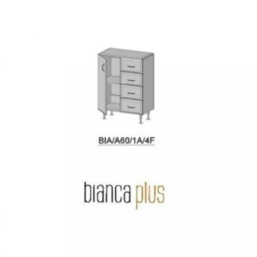 Bianca Plus 60 alacsony szekrény 1 ajtóval, 4 fiókkal,aida dió színben, balos - WaterMarkt.hu