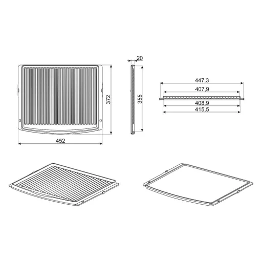 SMEG BBQ GRILLSÜTŐ LAP, 60 cm sütőhöz, kétoldalas bordázott és sima felületű, teflon bevonattal