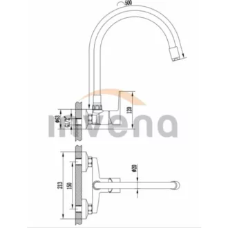 Invena VERSO flexibilis fali színes csaptelep - gray - WaterMarkt.hu