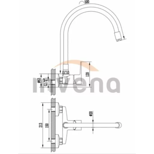 Invena VERSO flexibilis fali színes csaptelep - gray - WaterMarkt.hu
