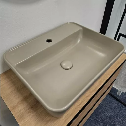 Klikk - klakk leeresztő - MATT BÉZS - porcelán- túlfolyó NÉLKÜLI mosdókagylóhoz- 5/4"- Ø 73 mm - WaterMarkt.hu