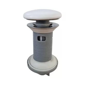 Klikk - klakk leeresztő - MATT FEHÉR - porcelán - túlfolyós mosdókagylóhoz - 5/4" - Ø 73 mm - WaterMarkt.hu